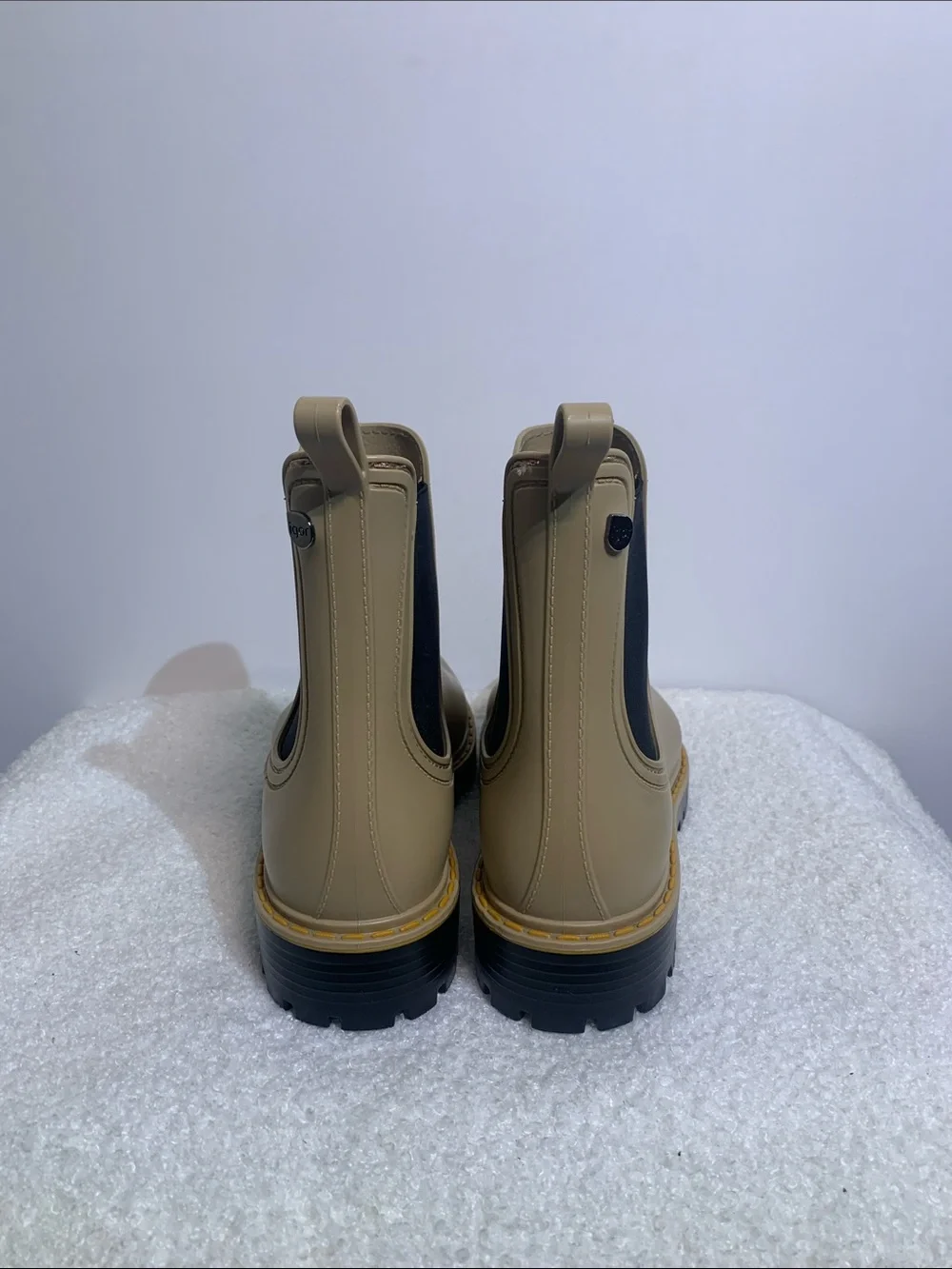 Igor Taupe Chelsea Rain Booties with Black Elastic